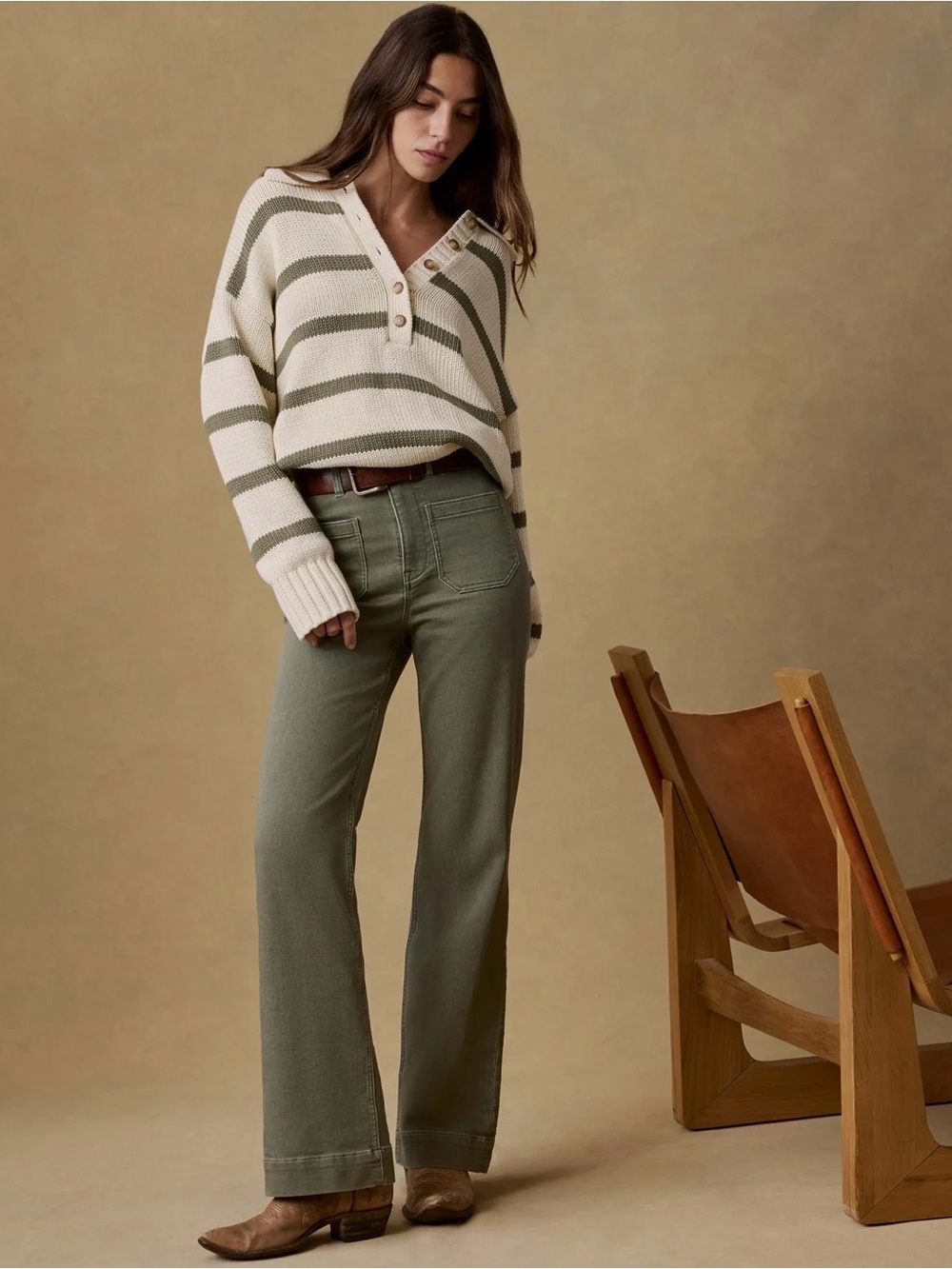 Faherty Women’s Stretch Terry Patch Pocket Wide Leg Pants